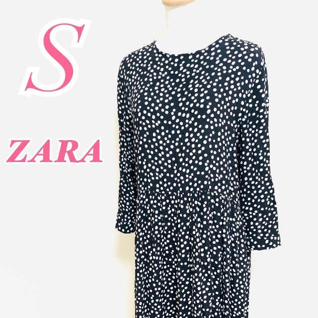 ZARA(ザラ)のZARAザラ ロングワンピース ドット ギャザー ガーリー レディースのワンピース(ロングワンピース/マキシワンピース)の商品写真