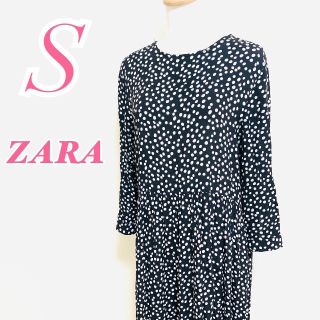 ザラ(ZARA)のZARAザラ ロングワンピース ドット ギャザー ガーリー(ロングワンピース/マキシワンピース)