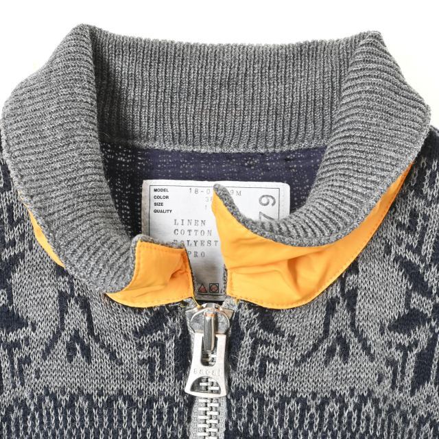 Sacai ノルディック柄 ニット ジップ ブルゾン