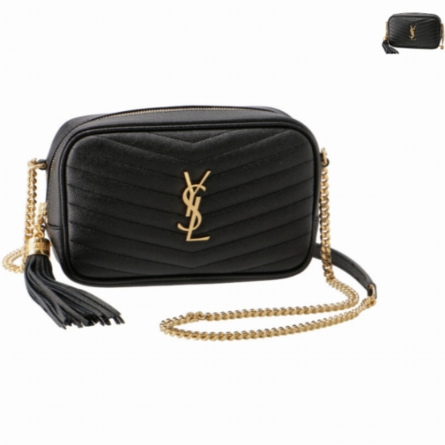 Yves Saint Laurent サンローラン レザー ショルダーバッグ 黒