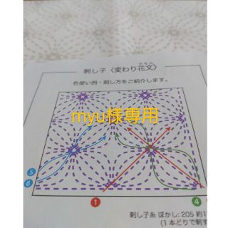 ❄専用❄〈変わり花文〉刺し子白地　ホビーライダー(生地/糸)