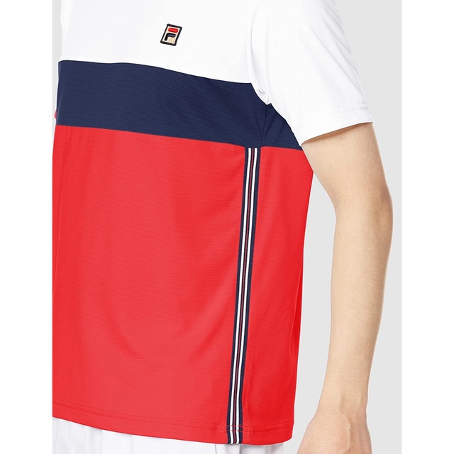 FILA(フィラ)のFILA フィラ テニスウェア 半袖Tシャツ 赤紺 VM5566 メンズM新品 スポーツ/アウトドアのテニス(ウェア)の商品写真