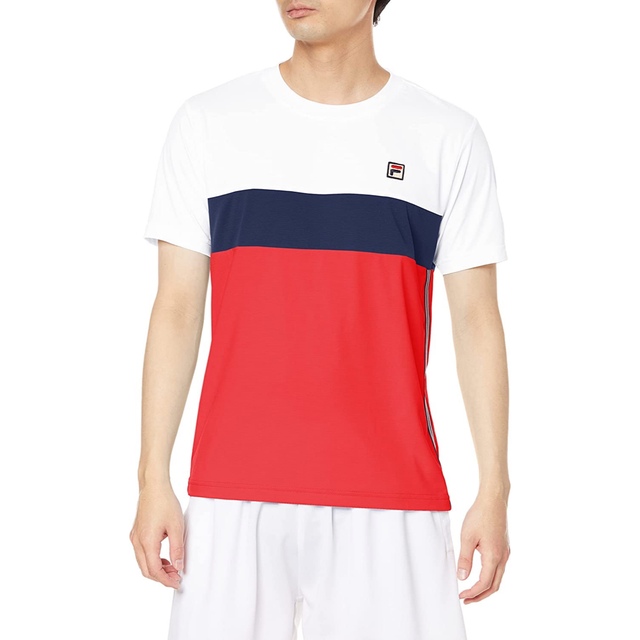 FILA(フィラ)のFILA フィラ テニスウェア 半袖Tシャツ 赤紺 VM5566 メンズM新品 スポーツ/アウトドアのテニス(ウェア)の商品写真
