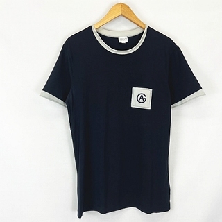 アルマーニ コレツィオーニ(ARMANI COLLEZIONI)のARMANI COLLEZIONI 胸 ロゴ 刺繍 半袖 Tシャツ  紺 L(Tシャツ/カットソー(半袖/袖なし))