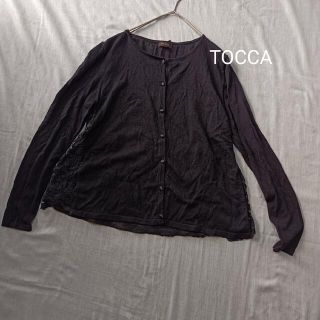 トッカ(TOCCA)の手洗い可　TOCCA バックレースカーディガン　ブラック　XＳ　カーディガン(カーディガン)