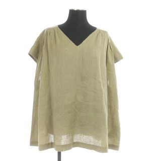 フォグリネンワーク(fog linen work)のフォグリネンワーク Vネックギャザーブラウス ノースリーブ プルオーバー リネン(シャツ/ブラウス(半袖/袖なし))