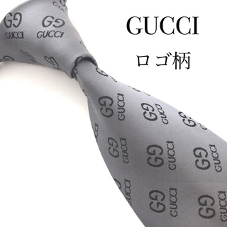 グッチ(Gucci)のGUCCI グッチ ネクタイ 最高級シルク GG ロゴ柄 総柄 グレー系(ネクタイ)