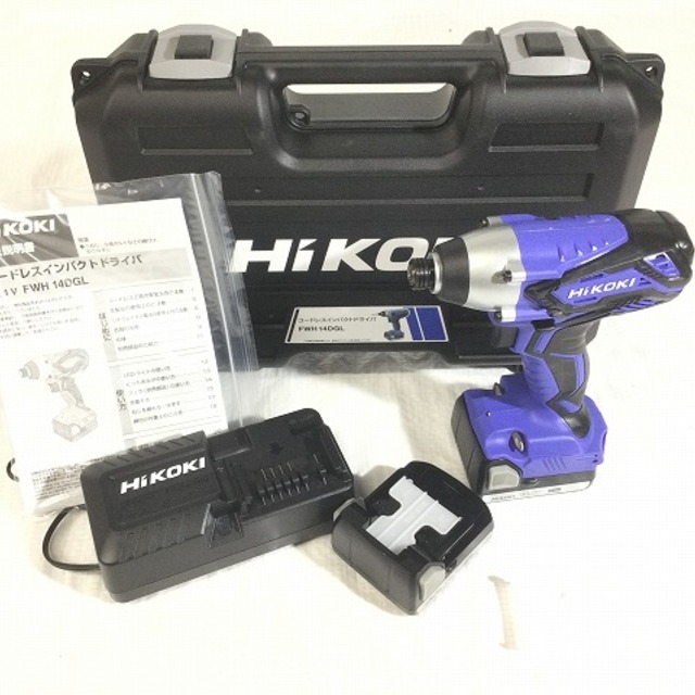 ☆極美品☆ HIKOKI ハイコーキ 14.4V コードレスインパクトドライバ FWH14DGL バッテリ2個(14.4V 1.3Ah) 充電器 ケース付 60491 2