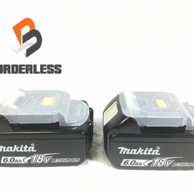 ☆極美品 2個セット♪☆makita マキタ 18V 6.0Ah 残量表示付き 純正 リチウムイオンバッテリー BL1860B 急速充電対応 箱無し 60742