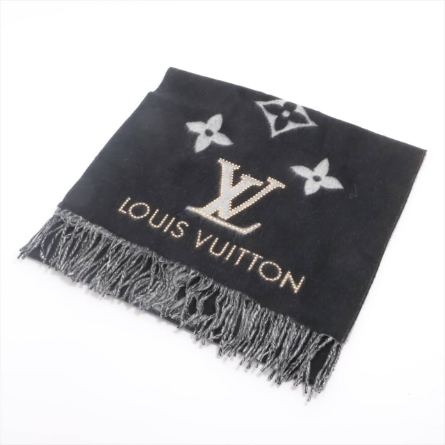 LOUIS VUITTON - ヴィトン エシャルプ レイキャビック スタッディ カシミヤ  ブラック レ