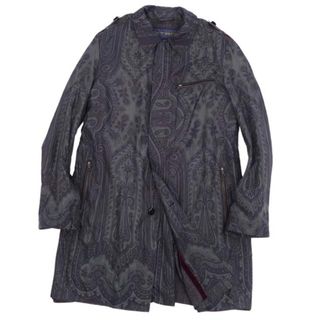 エトロ(ETRO)のエトロ ETRO コート ロングコート ナイロン ペイズリー ラムレザー アウター メンズ イタリア製 M カーキ/ネイビー(その他)