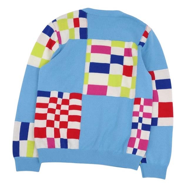 極美品 ルイヴィトン LOUIS VUITTON ニット 21SS ディストーテッドジャイアントダミエクルーネック ウール トップス メンズ XL マルチカラー