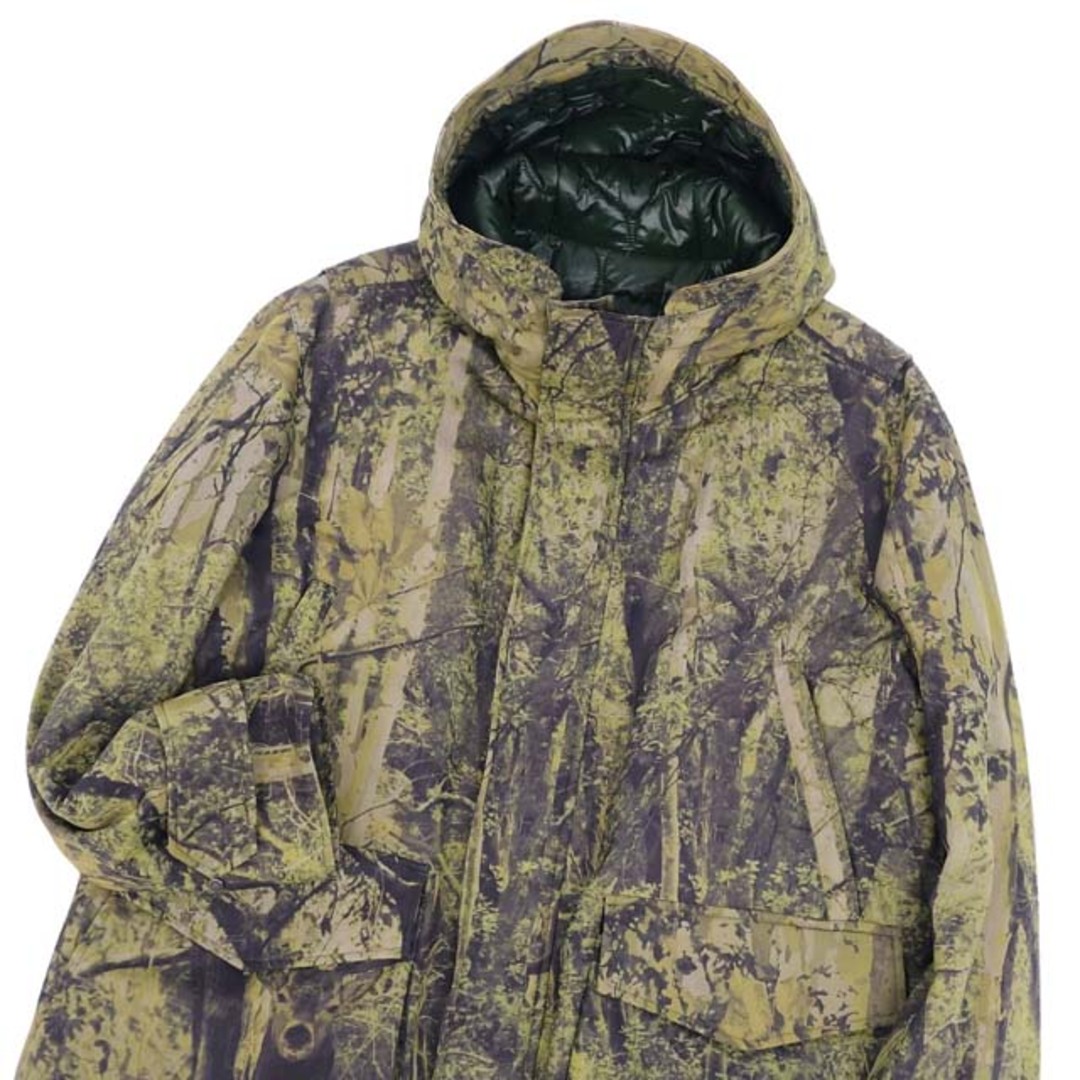 極美品 エトロ ETRO ジャケット コート 総柄 フード付き 中綿入り ナイロン コットン アウター メンズ M カーキ