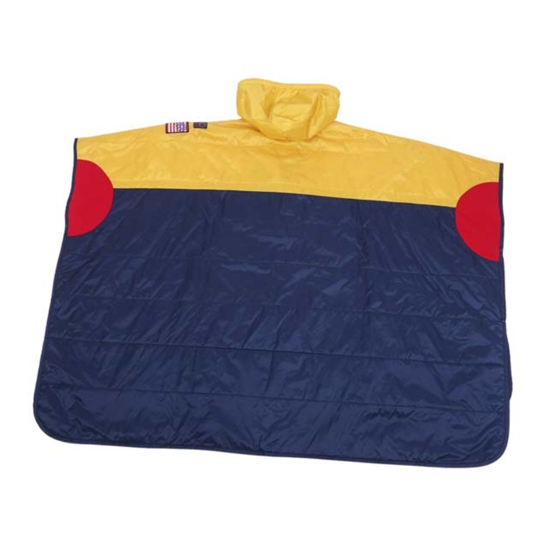 未使用 ラルフローレン スノービーチ RALPH LAUREN SNOW BEACH ポンチョ コート フード付き 中綿入り アウター メンズ ONE SIZE イエロー/ネイビー
