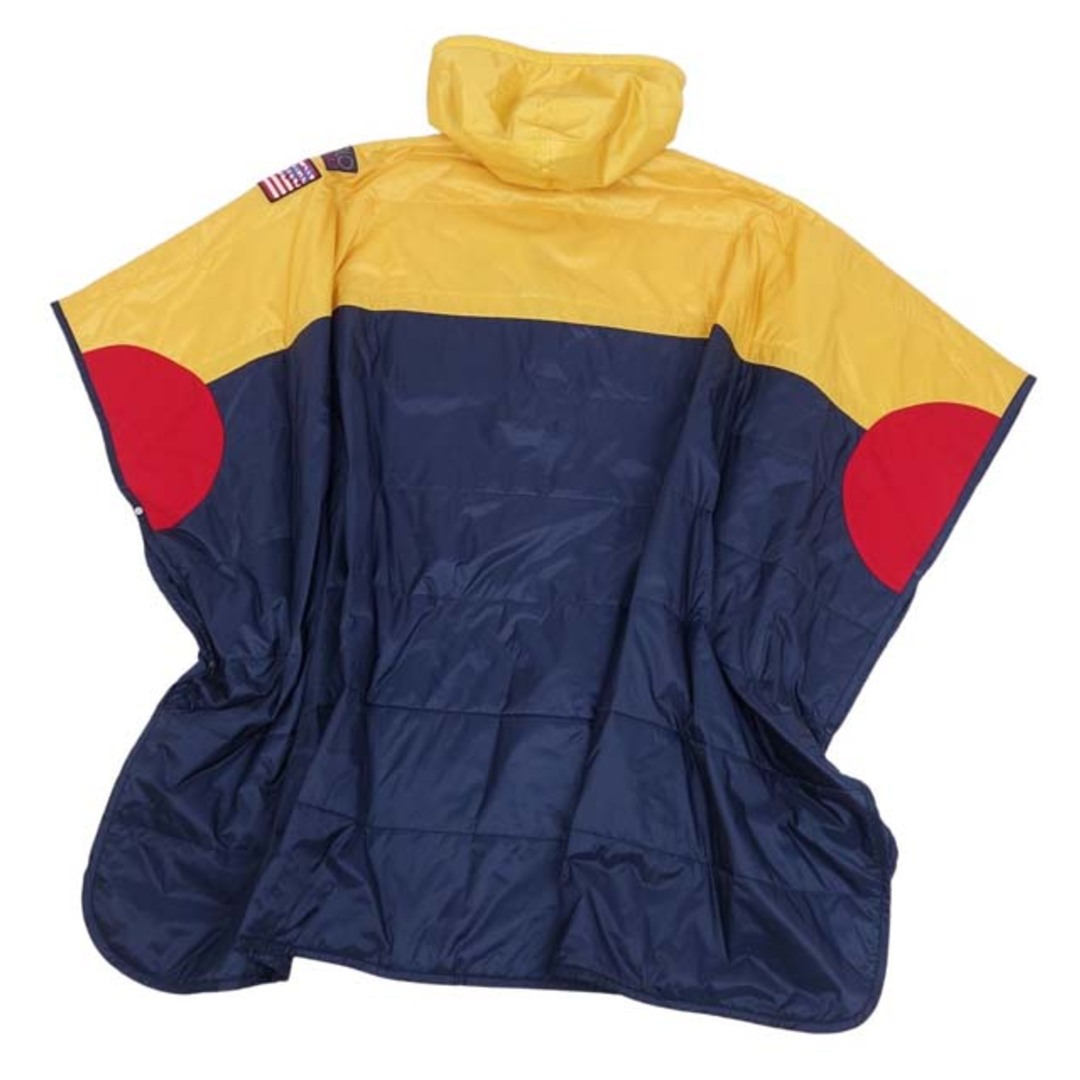 未使用 ラルフローレン スノービーチ RALPH LAUREN SNOW BEACH ポンチョ コート フード付き 中綿入り アウター メンズ ONE SIZE イエロー/ネイビー