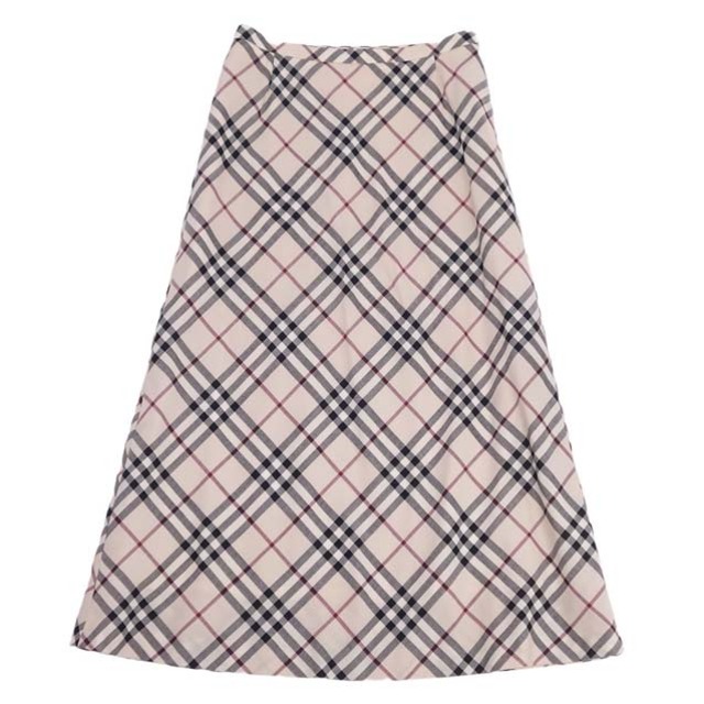 BURBERRY(バーバリー)の美品 バーバリー ロンドン BURBERRY LONDON スカート チェック ウール フレア レディース ボトムス 36(S相当) ベージュ レディースのスカート(ひざ丈スカート)の商品写真