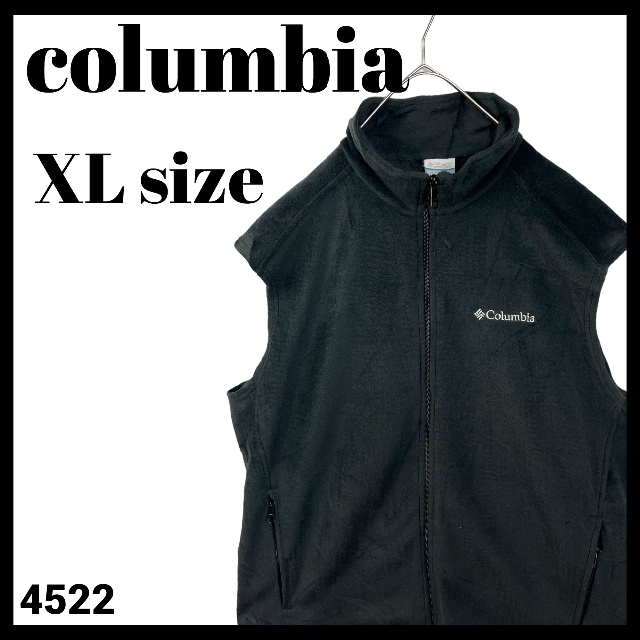 コロンビア フリースベスト 黒 ブラック ビッグサイズ XL ワンポイント