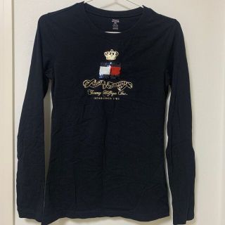 トミーヒルフィガー(TOMMY HILFIGER)の【美品】トミーヒルフィガー 長袖Tシャツ ブラック 黒 XS(Tシャツ(長袖/七分))