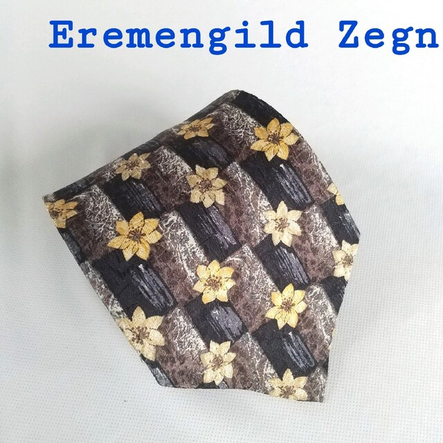 Ermenegildo Zegna(エルメネジルドゼニア)のエルメネジルド・ゼニア　ネクタイ　花柄　総柄　ネイビー　プラウン　イタリア メンズのファッション小物(ネクタイ)の商品写真