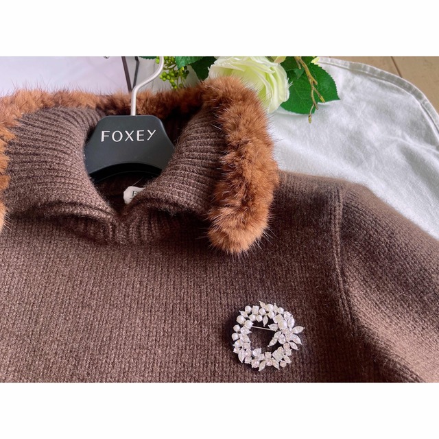 FOXEY ミンクファー付きカシミヤセーター40 極美品　Rene