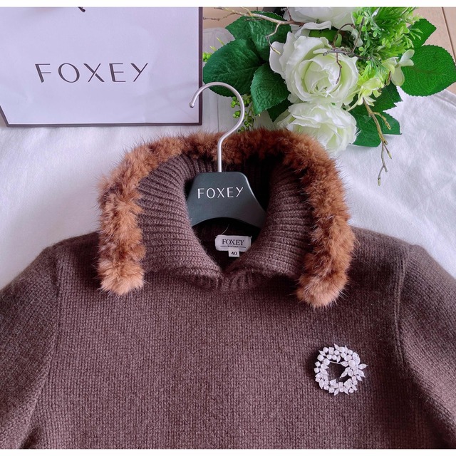 FOXEY ミンクファー付きカシミヤセーター40 極美品　Rene