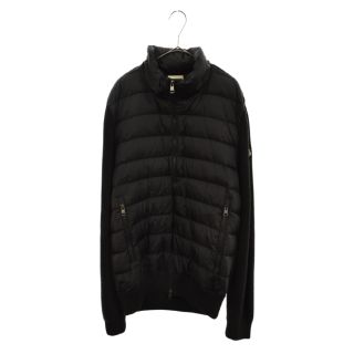 モンクレール(MONCLER)のMONCLER モンクレール MAGLION TRICOT CARDIGAN アームニット切り替えナイロンジップアップダウンジャケット ブラック(ダウンジャケット)