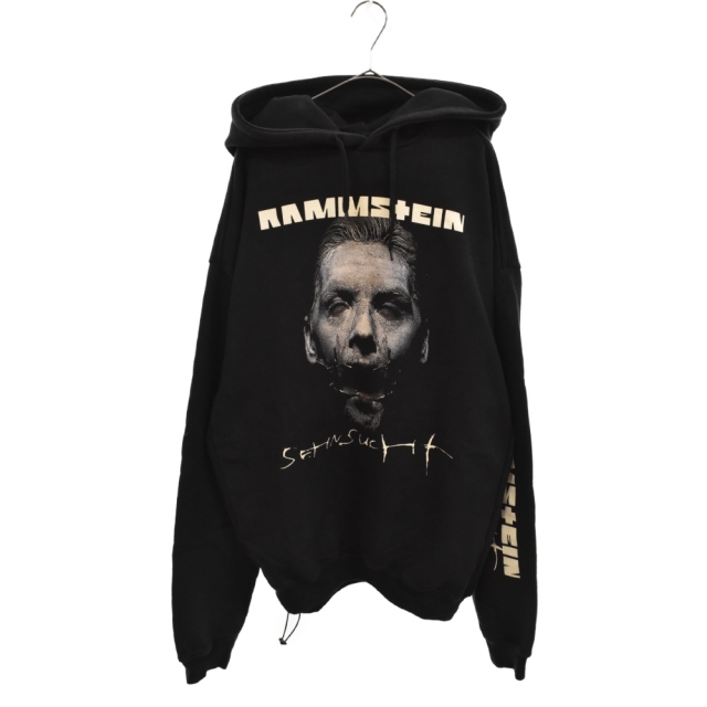 720センチ身幅VETEMENTS ヴェトモン 17AW Rammstein Trashmetal Oversized Hoodie ラムシュタインプルオーバーパーカー MAH18TR29 ブラック