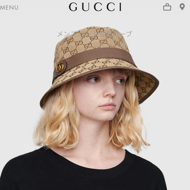 Gucci(グッチ)の【美品】GUCCI GGキャンバス フェドラハット　Mサイズ レディースの帽子(ハット)の商品写真