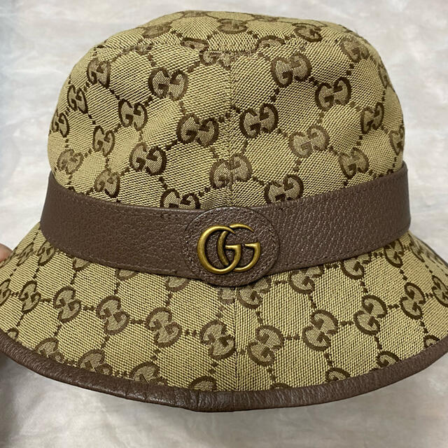 Gucci(グッチ)の【美品】GUCCI GGキャンバス フェドラハット　Mサイズ レディースの帽子(ハット)の商品写真