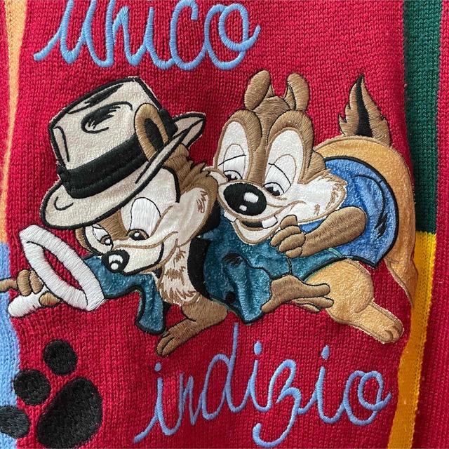 【made in ITALY】イタリア製 ニット セーター 赤 刺繍 レトロ レディースのトップス(ニット/セーター)の商品写真