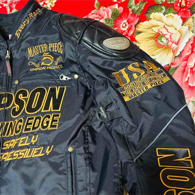 SIMPSON(シンプソン)の★SIMPSON★シンプソン★バイクナイロンジャケット★プロテクター★BLACK メンズのジャケット/アウター(ライダースジャケット)の商品写真