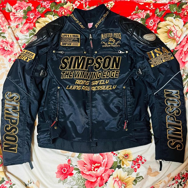 SIMPSON(シンプソン)の★SIMPSON★シンプソン★バイクナイロンジャケット★プロテクター★BLACK メンズのジャケット/アウター(ライダースジャケット)の商品写真