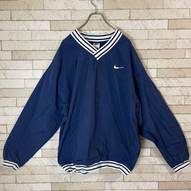 NIKE - 90s NIKE ナイロン プルオーバー リブライン ボーダー