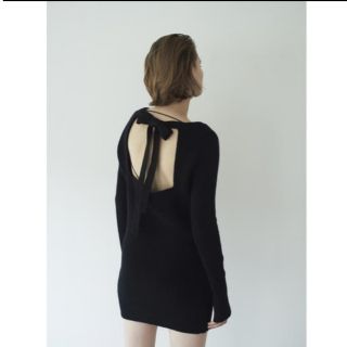 ロザリームーン(Rosary moon)のBack Ribbon Rib Tunic(ミニワンピース)