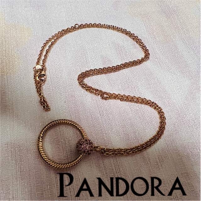 Pandora Rose Gold  Pave O ネックレス＋ペンダント