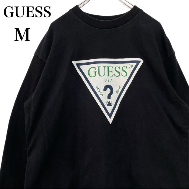 GUESS(ゲス)のGUESS  ゲス 長袖 Tシャツ ブラック ビッグプリント メンズM メンズのトップス(Tシャツ/カットソー(七分/長袖))の商品写真