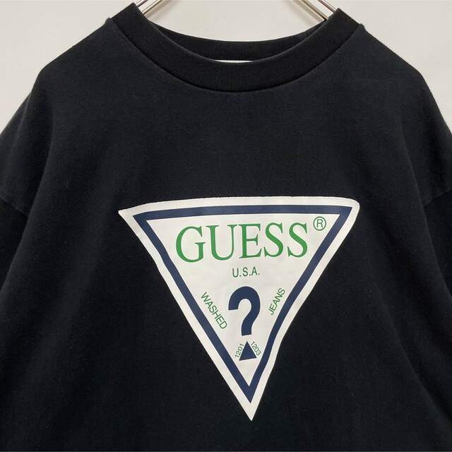 GUESS(ゲス)のGUESS  ゲス 長袖 Tシャツ ブラック ビッグプリント メンズM メンズのトップス(Tシャツ/カットソー(七分/長袖))の商品写真