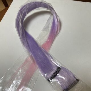 ワンタッチつけられるカラーエクステ　2色紫ピンク　2本(ロングストレート)