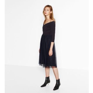 ザラ(ZARA)の売約済み【新品】ZARA チュール ミディ ワンピース(ひざ丈ワンピース)