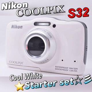 【即売れのホワイト♪】Nikon　COOLPIX　防水カメラ　耐衝撃　S32(コンパクトデジタルカメラ)
