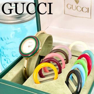 Gucci - 529 グッチ時計　チェンジベゼル　完備品　シェリーライン　レディース腕時計