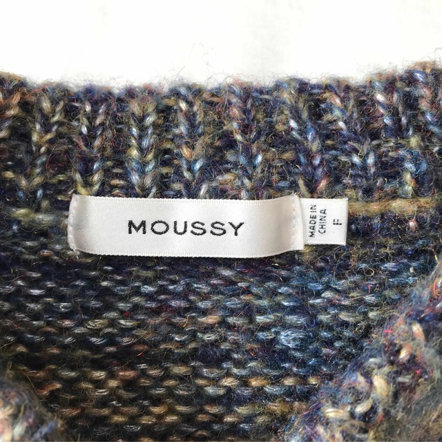 moussy(マウジー)のMOUSSY ヴィンテージ風ミックスカラーニット　クルーネック オーバーサイズ レディースのトップス(ニット/セーター)の商品写真