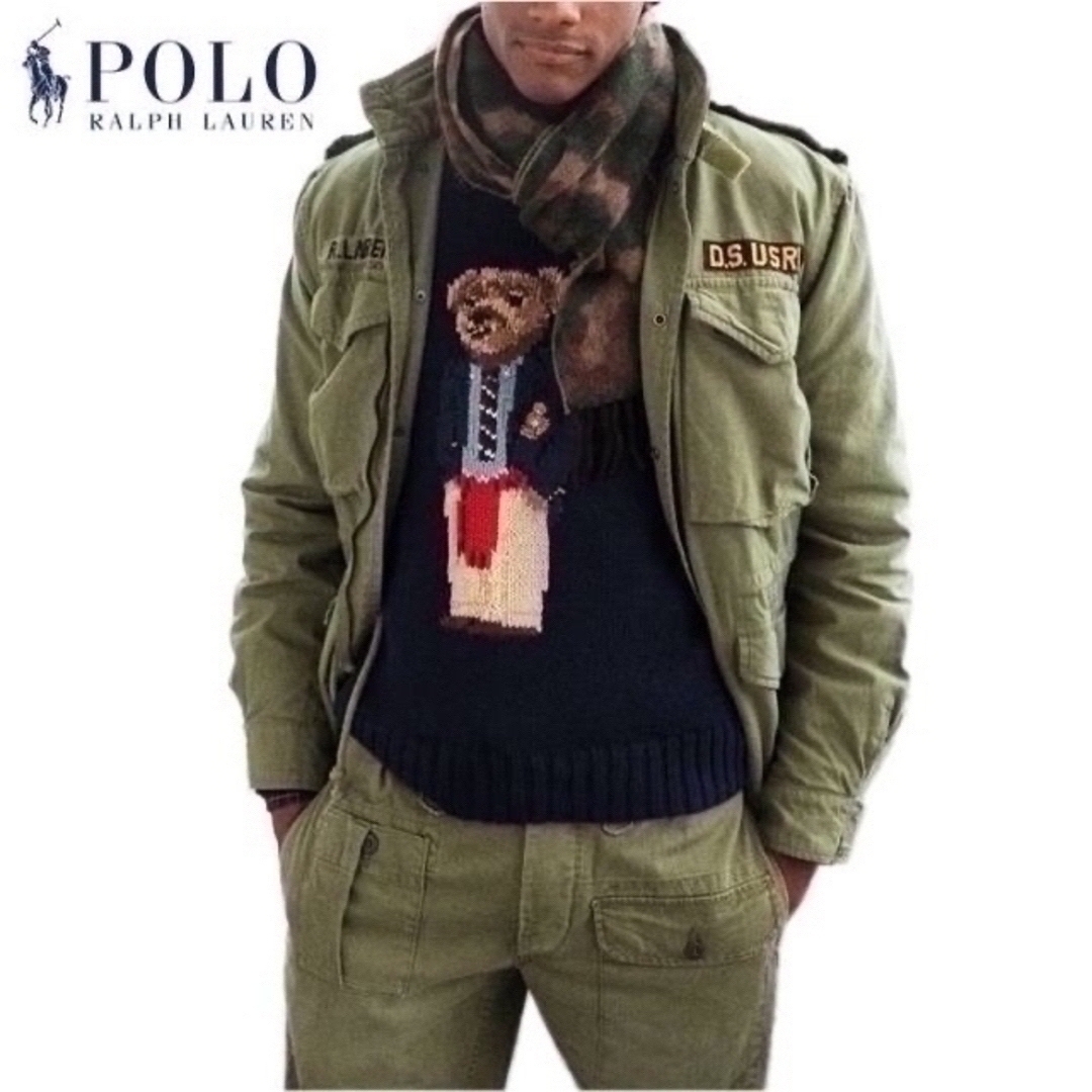 POLO RALPH LAUREN(ポロラルフローレン)の良品 希少 Ｌ ポロラルフローレン 復刻 ポロベア セーター コットン リネン メンズのトップス(ニット/セーター)の商品写真