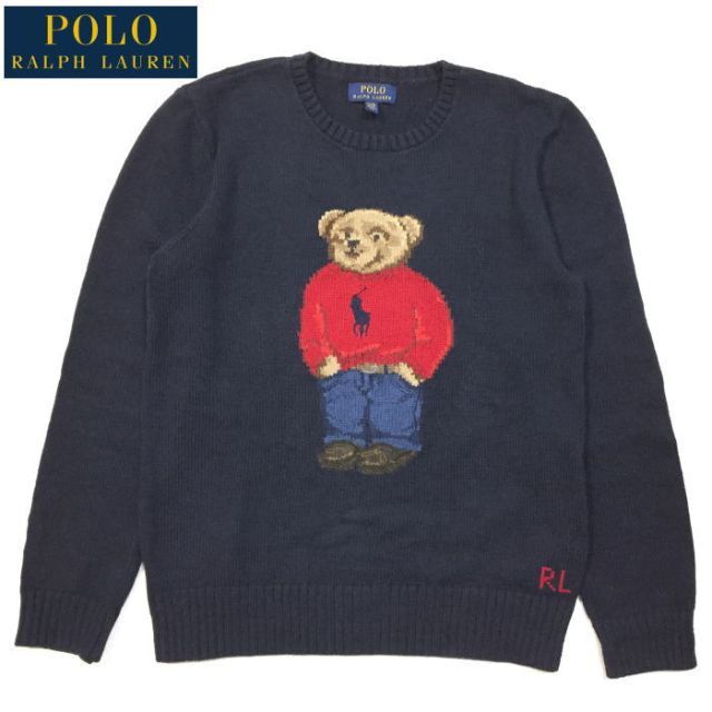 POLO RALPH LAUREN(ポロラルフローレン)のポロベア 美品 メンズM相応 ポロ ラルフローレン ポロベア コットンセーター メンズのトップス(ニット/セーター)の商品写真