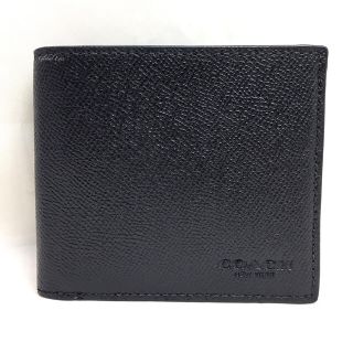 コーチ(COACH)のCOACH コーチ クロスグレイン レザー 二つ折り財布 F59111 ブラック(折り財布)