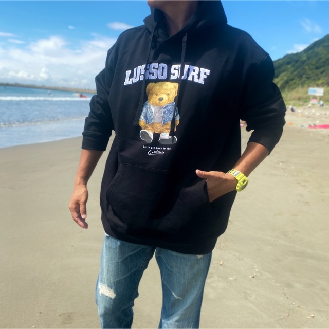 STUSSY(ステューシー)のストリート系⭐︎LUSSO SURF ベアパーカー　ブラック　Sサイズ☆RVCA レディースのトップス(パーカー)の商品写真