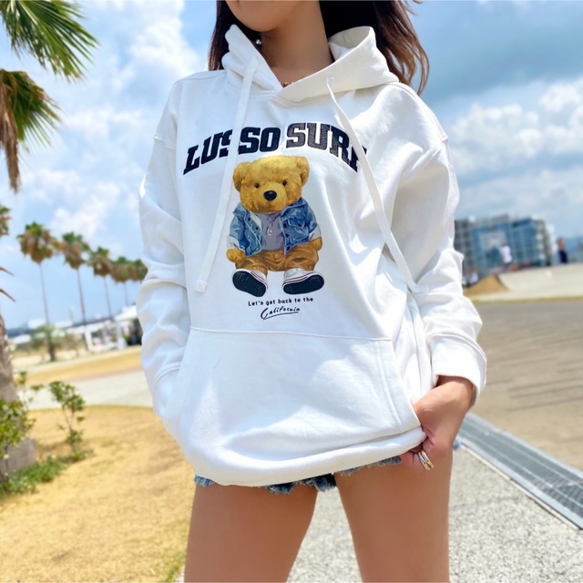 西海岸系☆LUSSO SURF ベアパーカー　ホワイト　Sサイズ　ロンハーマン