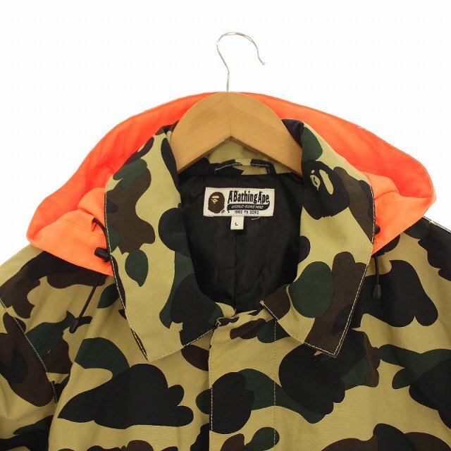 A BATHING APE モッズコート サルカモ 迷彩 カモフラ L ベージュ