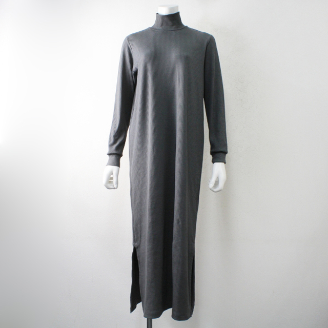 Graphpaper グラフペーパー Rib High Neck Dress リブニット ハイネックドレス 00/グレー ワンピース【2400013032995】