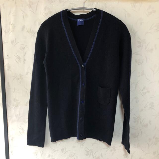 【美品】ヒューマンウーマン ニット カーディガン 毛100 ネイビー M
